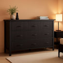 Fluted Contemporary White Dresser With Black Handles