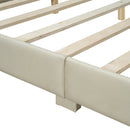 Queen Size & Twin XL Size Upholstered Platform Bed, Mother & Child Bed, PU Leather, Beige