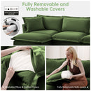 Living Room Sofa Slipcovered Sofa 3 Seater Sofa With 3 Ottomans, Oversized 3-Seat Sleeper Sofa Bed Home Theater Sofa,  Chenille, Green