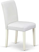 Parson Dining Chairs White Faux Leather Upholstered Pair