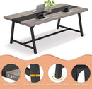 70.87 Inch Dining Table For 8 With Metal Frame In Gray