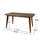 5-Piece Mid-Century Dining Set with Walnut Finished Frame, Upholstered Dining Chairs,Light Beige Chairs and Walnut Wood Table