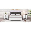 Queen Size Upholstered Bed with LED Light,Modern Platform Bed with with Velvet Headboard,White