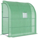 7' x 3' x 7' Lean to Greenhouse, Walk-In Green House, Plant Nursery with 2 Roll-up Doors and Windows, PE Cover and 3 Wire Shelves, Green