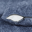 L-shaped Convertible Sofa Bed with Pull-Out Bed, Cup Holders, and Storage Space, Blue Chenille, 120.5'