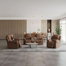 Manual Recliner Sofa Set In Brown Microfiber 3 Piece