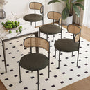 Green Rattan Backrest Mid Century Dining Chairs Set Of 2