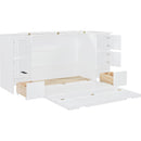 Full Size Murphy Bed with Drawers, Cabinets and USB Ports,White