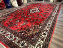 Palace Size Persian Rug 11x18, Red, Bibikabad Rug, Handmade Large Wool Carpet, Persian Hamadan Rug, Dargazin Rug