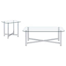 Cronin 2-piece Tempered Glass Top Coffee Table Set Chrome