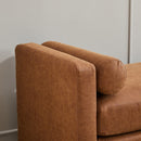 Elegant Upholstered Bench,Daybed,Ottoman with Wood Legs & 2 Bolster Pillows,Brown PU,66.34'W
