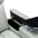 Modern PU Leather Power Recliner with Cooling Cup Holder, Bluetooth Speaker, LED Lights, USB Ports, Tray Table, Arm Storage, Grey