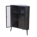 Modern 3-Tier Corner Storage Cabinet with Tempered Glass Doors, Removeable Shelves & Metal Frame - Freestanding Space-Saving Organizer for Bathroom, Kitchen, Bedroom, Living Room, or Small Spaces