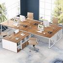 63 Inch L Desk With File Cabinet Walnut White Finish