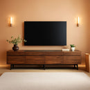 3 In 1 Modern TV Stand For TVs Up To 110 Inches With Storage Cabinets And Metal Base Walnut Brown