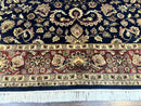 Indo Persian Rug 8x10, Navy Blue and Red, Floral Allover, Hand Knotted Vintage Wool Carpet, Indo Sarouk