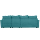 Convertible U-shaped Sectional Sofa with Storage Chaise Lounges & USB Ports, Teal, Twill Polyester, 103.9'