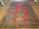 7x11 Turkish Oushak Rug, Vintage Red & Blue Oriental Carpet, Hand Knotted Wool Area Rug 7 x 11, Turkish Sparta Rug, Antique Turkish Rug Nice