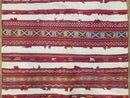 Antique Turkoman Yamud Rug 3x5 ft, 1920s Turkmen Sofreh Table Cover, Bohemian Rug, Tribal Collectible, Striped Rug, Handmade Ivory and Red