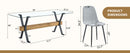 Table and chair set.79'x31.5' with X-shaped Black Metal Table Legs,Wood Grain Textured MDF Crossbeam.Paired With 10 Chairs Made Of Light Gray Lnen Fabric.Iron pipe spraying Legs.