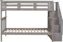 Twin Over Twin Bunk Beds With Stairs Grey For Kids Dorm