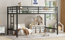 Twin Size Metal Loft Bed, Loft Bed with Easy Climbing Ladder and Guardrails for Kids, Black