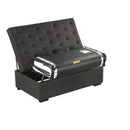 Convertible Ottoman Sleeper with Memory Mattress and Tufted Design, Folding Sofa Bed, Dark Gray Linen, 49.6 Inches
