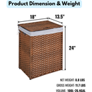 Laundry Hamper With Lid PE Rattan Powder Coating Frame Clothes Hampers with 02 Removable Bags, 100L, Brown Color