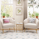 Modern Beige Velvet Accent Chair With Gold Metal Legs