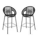 Ferrara Outdoor Patio Barstool Set of 2, Black Faux Wicker PE Rattan with Iron Frame