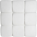 Square White Upholstered Ottoman Featuring Dense Foam