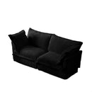 Modern Slipcovered 2-Seat Sofa Couches for Living Room, 2 Seater Sofa, Corduroy Deep Seat Sofa with Upholstered Cushion&Detachable Cover, Comfy Sofa Couch for Small Space, Apartment, Black Corduroy