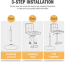 Counter Height Swivel Bar Stool Set Of 2 PU Leather Black