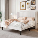 Velvet Upholstered Full Bed Frame With Wingback Headboard