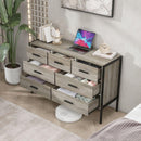Wood Dresser with 7 Drawers, Wooden Storage Closet for Bedroom, Solid Clothes Cabinet with Sturdy Steel Frame, 48.58"Wx15.75"Dx31.22"H, 48 inch, Rustic Grey