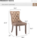 Khaki Velvet Dining Chairs Set of 4 With Button Back