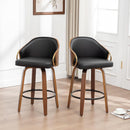 26 Inch Swivel Barstools Set of Two Black Leather