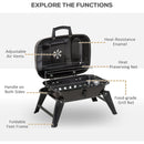 14" Portable Charcoal Grill, Tabletop Small BBQ Grill for Outdoor Cooking, Camping, Tailgating, Enamel Coated, Vent, Folding Legs, Black
