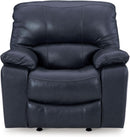 Modern Blue Leather Match Power Rocker Recliner With USB Port