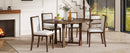 TREXM 5-Piece Extendable Dining Table Set for 4, Round Dining Table for 4 with Upholstered Chairs, Farmhouse Kitchen Table Set with Removable Leaf for Dining Room and Kitchen (Brown)