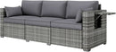Three Seater Wicker Sofa with Side Tray Tables