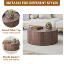 Simple Deep Walnut Cylindrical Coffee Table, MDF, 27.5-Inch Diameter x 12-Inch Height, Industrial/Minimalist Style.