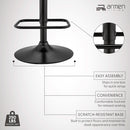 Grey Faux Leather Swivel Bar Stool With Adjustable Height