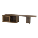 Mid-Century Modern 2 in 1 PET FRIENDLY Walnut TV Stand With Extendable table Soft cushion Sliding door Cat friendly furniture