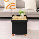 Black Linen Premium Storage Cube Ottoman Tray 15Inch