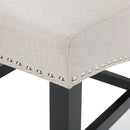 25' Contemporary Upholstered Counter Stools with Nailhead Trim (Set of 2), Wheat/Matte Black, Fabric