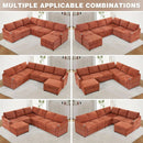 116Inch Orange Chenille Fabric Modular Sleeper Sofa USB