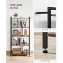 5 Tier Bookshelf Rustic Brown And Black Metal Frame