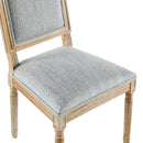 French Country Dining Chairs Set of 6 - Elegant Cane Back & Upholstered Seats - Rustic Grayish Green Solid Rubberwood