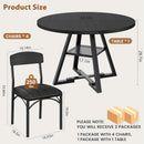Round Circular Dining Table Set Black Diameter47Inches
